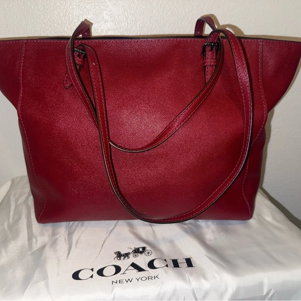 Coach Burgundy Leather Tote - Picture 2 of 12